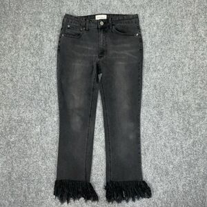 For The Republic Jeans Womens Size 25 Black Denim Cropped Fringe